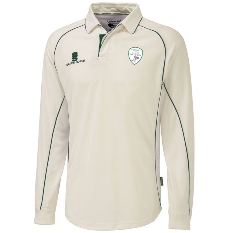 Barwick In Elmet CC - Premier Long Sleeve Green Trim Shirt - Unisex Fit