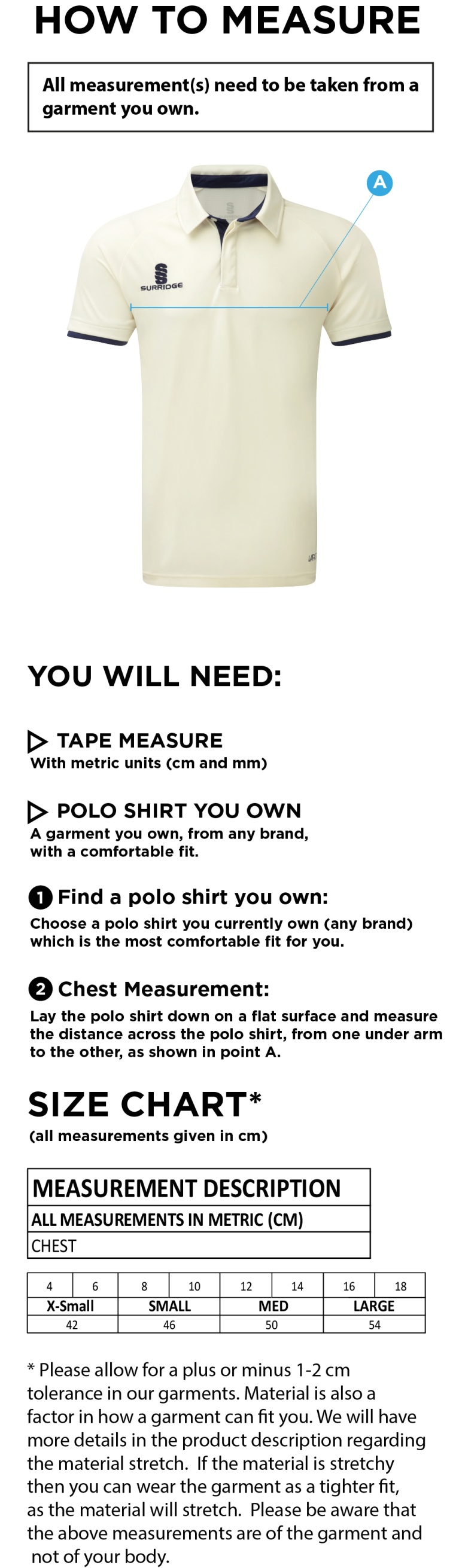 Barwick In Elmet CC - Dual Cricket Shirt Short Sleeve - Women's Fit - Size Guide