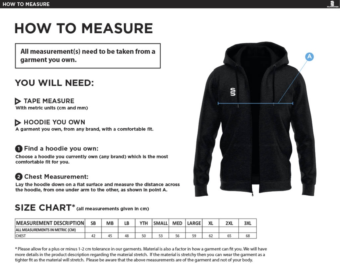 Barwick In Elmet CC Dual Full Zip Hoody : Black - Size Guide